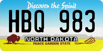 ND license plate HBQ983