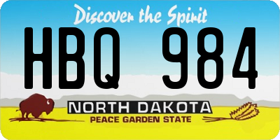 ND license plate HBQ984