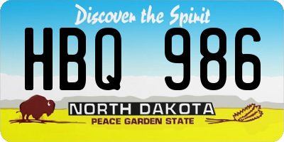 ND license plate HBQ986