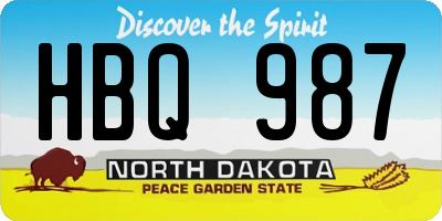 ND license plate HBQ987