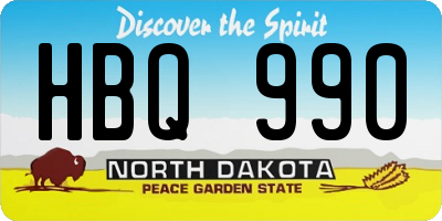 ND license plate HBQ990