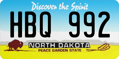 ND license plate HBQ992