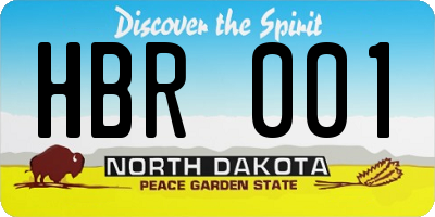 ND license plate HBR001