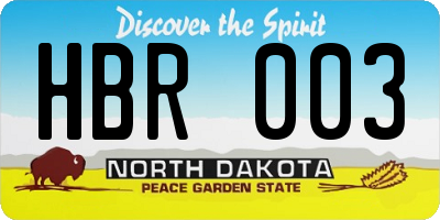 ND license plate HBR003