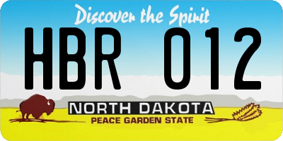 ND license plate HBR012