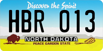 ND license plate HBR013