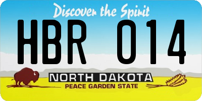 ND license plate HBR014