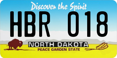 ND license plate HBR018