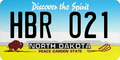 ND license plate HBR021