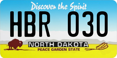 ND license plate HBR030