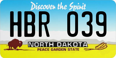 ND license plate HBR039