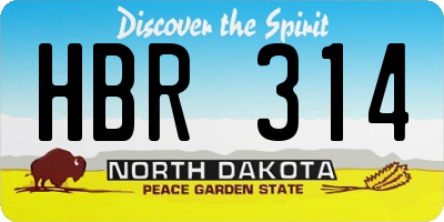 ND license plate HBR314