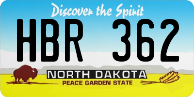 ND license plate HBR362