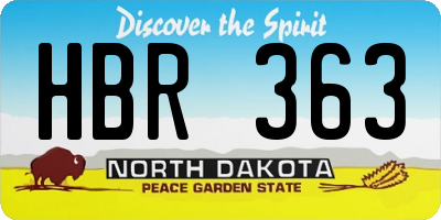 ND license plate HBR363