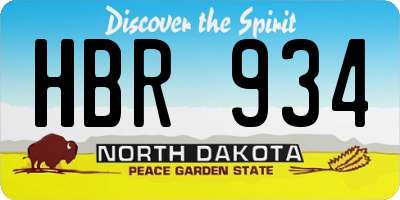 ND license plate HBR934