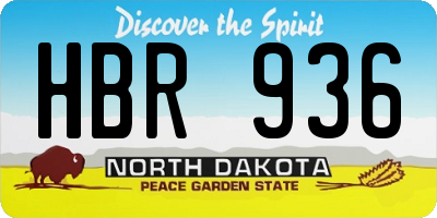 ND license plate HBR936