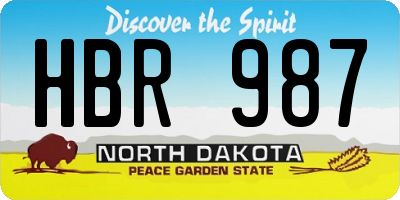 ND license plate HBR987