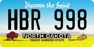 ND license plate HBR998