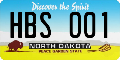 ND license plate HBS001