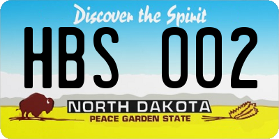 ND license plate HBS002