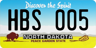 ND license plate HBS005