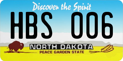 ND license plate HBS006