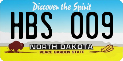 ND license plate HBS009