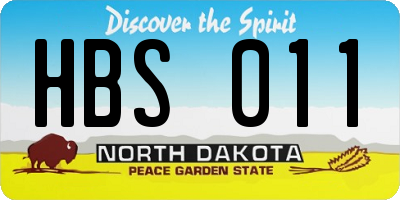 ND license plate HBS011