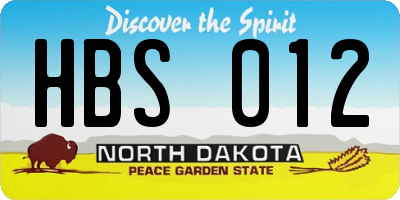 ND license plate HBS012