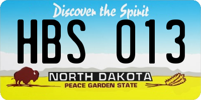 ND license plate HBS013