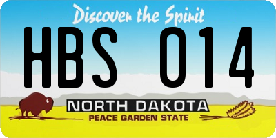 ND license plate HBS014