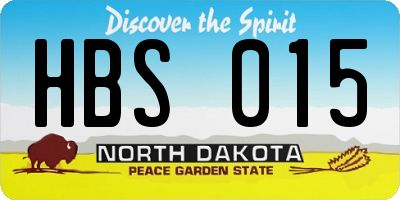 ND license plate HBS015