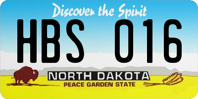 ND license plate HBS016