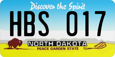 ND license plate HBS017