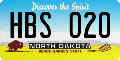 ND license plate HBS020