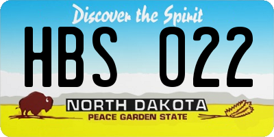 ND license plate HBS022