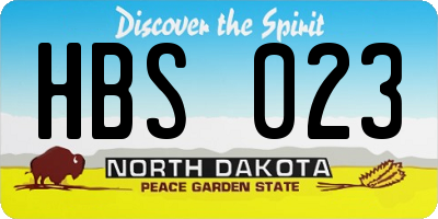 ND license plate HBS023