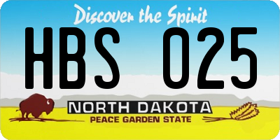 ND license plate HBS025