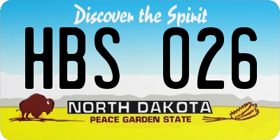 ND license plate HBS026