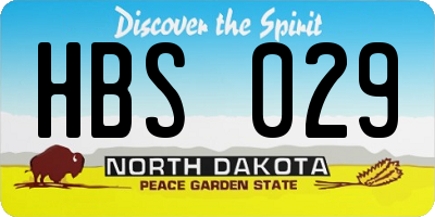 ND license plate HBS029