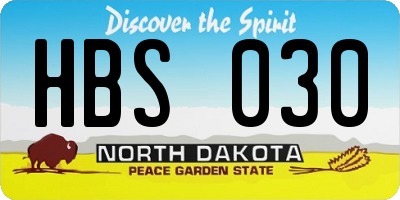 ND license plate HBS030