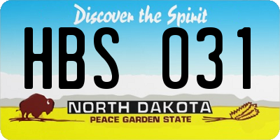 ND license plate HBS031