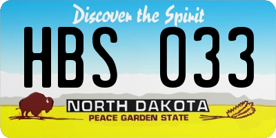 ND license plate HBS033