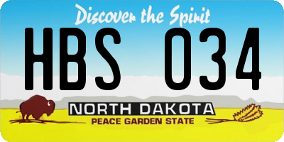 ND license plate HBS034