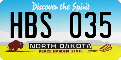 ND license plate HBS035