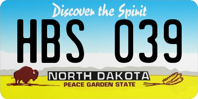 ND license plate HBS039