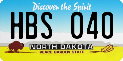 ND license plate HBS040