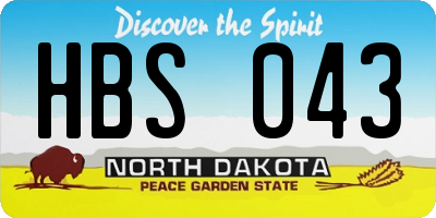 ND license plate HBS043