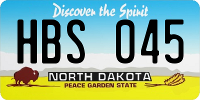 ND license plate HBS045