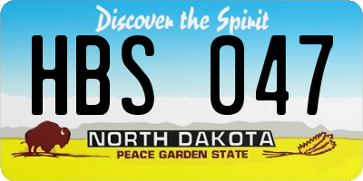 ND license plate HBS047